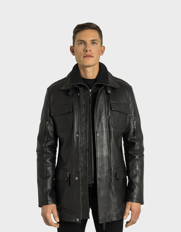 Daniel Men's Classic Fall Leather Jacket | Black